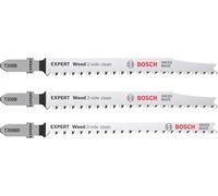Bosch Professional 3 x Set de hojas de sierra de calar Expert Wood 2-Side Clean, para Contrachapado, Tablero para mobiliario de madera maciza, Longitud 117 mm, Accesorios Sierra de calar