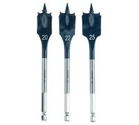 Bosch Professional 3x Set de Brocas Fresadoras Planas SelfCut Speed (Madera, 1/4" HEX, Ø 20/22/25 mm, Accesorios Taladro de impacto rotativo)