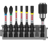 Bosch Professional Puntas para atornillar 7 uds, Control de impacto, T/PZ/PH, 25 mm, Pick and Click