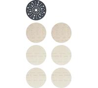 Bosch Professional 7 x Kits de iniciación Expert M480 para Madera dura, Pintura sobre madera, 150 mm, Grano 80, 120, 180, Accesorios Lijadora excéntrica