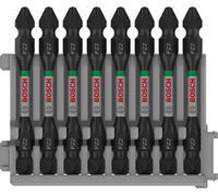 Bosch Professional 8 uds. Punta de Atornillar Dobles Pozidriv (Impact Control, 8 x PZ2-PZ2 Bits, Longitud 65mm, Pick and Click, Accesorio Atornilladores de Impacto)
