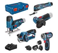 Bosch Professional BOS4059952570044 Paquete 5 Herramientas GSR + GOP + GHO + GWS + GST con 3 Baterías y Cargador