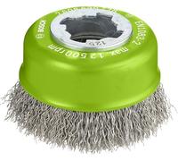 Bosch Professional Clean - Cepillo de vaso ondulado (para inoxidable, X-LOCK, inoxidable, Ø 75 mm, grosor del alambre 0,3 mm, para Ø125 mm), Negro