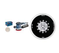 Bosch Professional GEX 40-150 - Lijadora excéntrica (Ø plato 150 mm, en L-BOXX) + 1x Platos de soporte multiperforados de uso universal Expert Multihole, Versión Medio, Lijadora excéntrica, Ø 150 mm