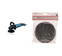 Bosch Professional GPO 14 CE - Pulidora (1400 W, Soft Start, vel. regulable, en caja) + Bosch 2 608 612 025 - Esponja de pulido extrablanda, diámetro 170 mm, color negro