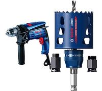 Bosch Professional GSB 13 RE, Taladro percutor (diámetro máx. perforación hormigón 13 mm, en caja) + Kit de iniciación de sierras de corona Expert Tough Material (para Madera con metal, Ø 68 mm)