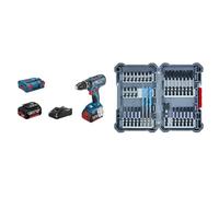 Bosch Professional GSB 18V-28 - Taladro percutor a batería (2 baterías x 4,0 Ah, L-Boxx) + 35x Set Pick and Click para taladrar y atornillar (Impact Control, Accesorios Taladro Atornillador)