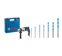Bosch Professional GSB 21-2 RCT - Taladro percutor (max perforación hormigón 22 mm, en maletín) + 7 x Set de brocas Expert CYL-9 MultiConstruction, para Hormigón, 4-12 mm, Accesorio