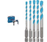 Bosch Professional GSB 24-2 - Taladro percutor (1100 W, 2 velocidades, Ø max perforación hormigón 22 mm, en maletín) + 5 piezas Set de brocas Expert HEX-9 MultiConstruction (para Hormigón, Ø 4-8 mm)