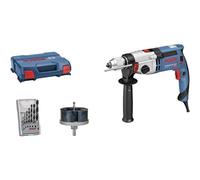 Bosch Professional GSB 24-2 - Taladro percutor (1100 W, 2 velocidades, 3000 rpm, Ø max perforación hormigón 22 mm, set brocas + corona, en maletín)