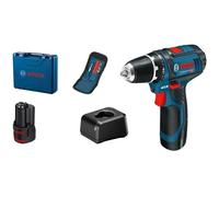 Bosch Professional GSR 12V-15 Destornillador inalámbrico con 2 baterías de 2.0Ah, cargador, estuche y 10 puntas