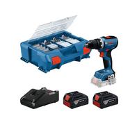 Bosch Professional GSR 18V-65 Taladro/atornillador inalámbrico con 2 baterías de 4.0Ah, cargador y 82 accesorios