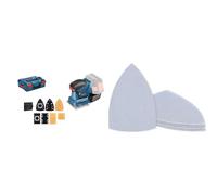 Bosch Professional GSS 18V-10 - Lijadora orbital a batería (3 platos lijadores, sin batería, en L-BOXX) + 10 Mallas de lija Expert M480 (Madera dura, Pintura sobre madera, 100x150 mm, grano 80)
