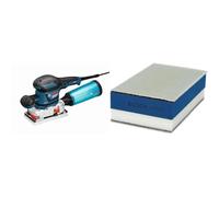 Bosch Professional GSS 230 AVE, Lijadora orbital (300 W, vibration control, plato lijador 182 x 92 mm, en caja) + 1x Expert Taco de Doble Densidad, Madera, 80 x 133 mm, incl. Malla Abrasiva