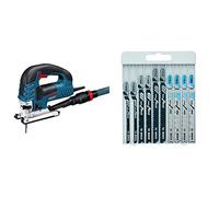 Bosch Professional GST 150 BCE - Sierra de calar, profundidad corte 150 mm, en maletín, 780 W + Bosch 2607010630 - Hojas de sierra de calar Basica para Metal y Madera - Juego de 10 unidades