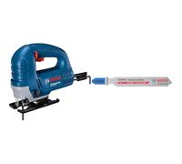 Bosch Professional GST 8000 E - Sierra de calar (710 W, máx. 3100 cpm, corte 80 mm, en caja) + 3x Hojas de sierra de calar Expert ‘Stainless Steel’ T 118 EHM (para Láminas de acero inoxidable, 83 mm)