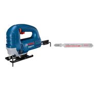 Bosch Professional GST 8000 E - Sierra de calar (710 W, máx. 3100 cpm, corte 80 mm, en caja) + 3x Hojas de sierra de calar Expert `Laminate Clean` T 128 BHM (Vinilo laminado sólido, PVC, HPL, 92 mm)