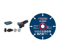 Bosch Professional GWS 12V-76 - Amoladora angular a batería (Ø 76 mm, 3 discos, 2 baterías, en L-BOXX) + 1x Disco de corte Expert Carbide Multi Wheel (para Madera dura, Ø 76 mm, accesorios)