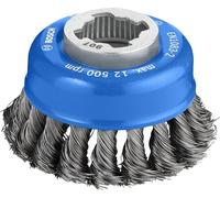 Bosch Professional Heavy - Cepillo de vaso trenzado (para metales, X-LOCK, Ø 75 mm, grosor del alambre 0,35 mm, para Ø125 mm), Negro
