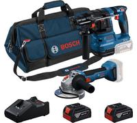 Bosch Professional, juego combinado de 18V: taladro percutor GWS, martillo perforador GBH, batería GBA y cargador GAL (0615V0003C)
