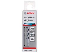 Bosch Professional - Juego de 10 brocas de espiral HSS PointTeQ (para metal, 3,3 x 36 x 65 mm), Talla, Diámetro 3.3 mm
