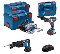Bosch Professional 0615990N38 Juego de Herramientas Inalámbrico GSB/GKS/GSA 18V con 3 Baterías y Cargador L-Boxx