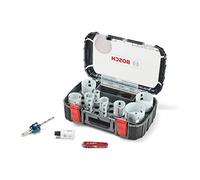 Bosch Professional Juego universal de sierras de corona BiM de 14 piezas Progressor for Wood & Metal + navaja Victorinox (para madera y metal, Ø 20-76 mm, Accesorio Taladro)