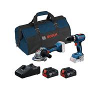 Bosch Professional Kit Combinado de 2 Herramientas de 18 V: GSB 18V-65 + GWS 18V-8 + 2 baterías GBA 4.0Ah + cargador GAL 18V-40