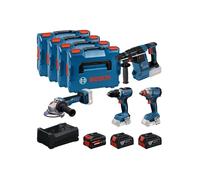 Bosch PRO 18V System Combo Kit: GSR 18V-65, GDX 18V-285, GBH 18V-26, GWS 18V-11, 2x GBA 18V 5.0Ah, 1x EXBA 18V 5.5Ah, GAL 12V/18V-80, 4x L-BOXX 136