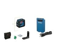 Bosch Professional Nivel láser GLL 20-22 G (soporte LB 10, láser verde, uso en interiores, 4 pilas LR6 de 1,5 V) + BA 3.7V 3.0Ah XL - Batería de Ion de Litio (Puerto de Carga USB-C)