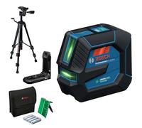 Bosch Professional Nivel láser GLL 20-22 G (soporte LB 10, láser verde, uso en interiores, doble fuente de alimentación, 2 pilas LR6 de 1,5 V, bolsa protectora, trípode BT 150)