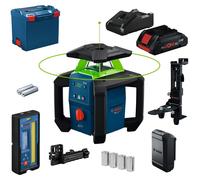 Bosch Professional: Nivel láser rotatorio GRL18V-4-34CVG, incluye soporte de pared, 1 batería ProCORE18V de 4 Ah en un maletín L-BOXX