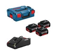 Bosch Professional Sistema de 18V: 3 baterías GBA 18V 5.0Ah, cargador rápido GAL 18V-40, maletín L-BOXX
