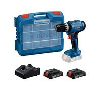 Bosch Professional Taladro de impacto inalámbrico GSB 18V-25 con 2 baterías GBA 2.0Ah, cargador y 63 accesorios