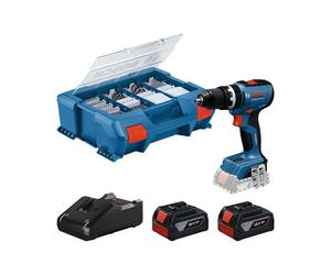 Bosch Professional Taladro de impacto inalámbrico GSB 18V-65 18V con 2 baterías de 4,0 Ah y maletín L