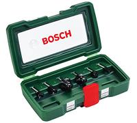Bosch Set de 6 fresas de metal duro para madera, vástago Ø 6 mm – Accesorios para fresadora