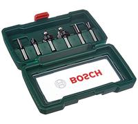 Bosch Set de 6 fresas de metal duro para madera, vástago 8 mm, accesorios para fresadora