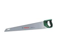 Bosch Sierra de mano 550 mm (Hoja de sierra de acero SK5 para cortes rápidos en madera; 7 TPI; Dientes templados por inducción; Guía de marcado de 45°/90°; Escala métrica 45 cm; Empuñadura Softgrip)