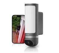 Bosch Smart Home Cámara Exterior II, cámara vigilancia Exterior, cámara IP, resolución 1080p Full-HD con Sirena integrada y lámpara de diseño, Compatible con Amazon Alexa, Antracita