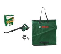 Bosch Soplador de Hojas a Batería UniversalLeafBlower 18V-130 (1 Batería de 2.5 Ah y Cargador) + Bolsa Pop Up compacta de 60 L (Bolsa Plegable para una cómoda Recogida de residuos del jardín)