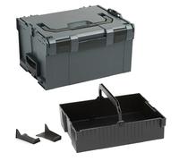 Bosch Sortimo L-BOXX 238 Tamaño 3 antracita | con inserción colgante negro | sistema de transporte | caja de almacenamiento de herramientas ideal