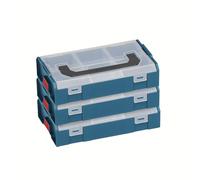 Bosch Sortimo L-BOXX Mini Maletín de herramientas, juego de 3 en azul profesional con tapa transparente, caja surtida tornillos y tacos, cajas clasificadoras de primera clase para piezas pequeñas