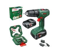 Bosch taladro percutor a batería EasyImpact 18V-40 (2x batería de 2,0 Ah, sistema de 18 V, set de destornilladores y brocas para madera, piedra y metal de 43 piezas, en caja)