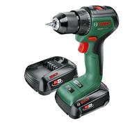 Bosch - Taladro Percutor a Batería - UniversalImpact 18V-60 - 18V Brushless, 60Nm, Portabrocas metálico, con 2 Baterías de 2.0Ah y Maletín Diy 192 x 57 x 208 mm.