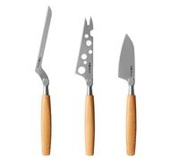 BOSKA Amigo - Juego de cuchillos de queso para cualquier tipo de queso, juego de 3 piezas, mango ergonómico, acero inoxidable de alta calidad, madera de haya, antiadherente gracias al tratamiento BSF™