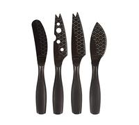 BOSKA Juego de cuchillos de queso Mini Monaco + negro, 4 cuchillos de queso, para cada tipo de queso, acero inoxidable y antiadherente, negro, 6.3 pulgadas