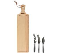 BOSKA Juego de quesos Amigo/Tabla de quesos/Incluye cuchillos de queso/para todo tipo de queso/marrón/plateado/44,5 cm