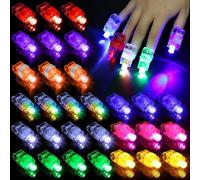BOSREROY 150 luces LED de dedo, 9 modos de color, linternas de dedo, juguetes de anillo de dedo iluminados a pilas, mini lámparas de dedo, suministros de fiesta que brillan en la oscuridad para
