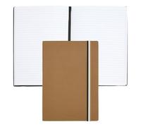BOSS Cuaderno A5 de piel sintética cámel con correa a rayas de la marca - StyleNotebook A5 Iconic Camel Lined, 58122621 Assorted-Pre-Pack pcs.
