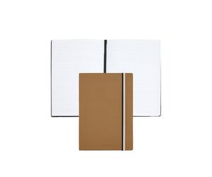 BOSS Cuaderno A5 de piel sintética cámel con correa a rayas de la marca - StyleNotebook A5 Iconic Camel Lined, 58122621 Assorted-Pre-Pack pcs.